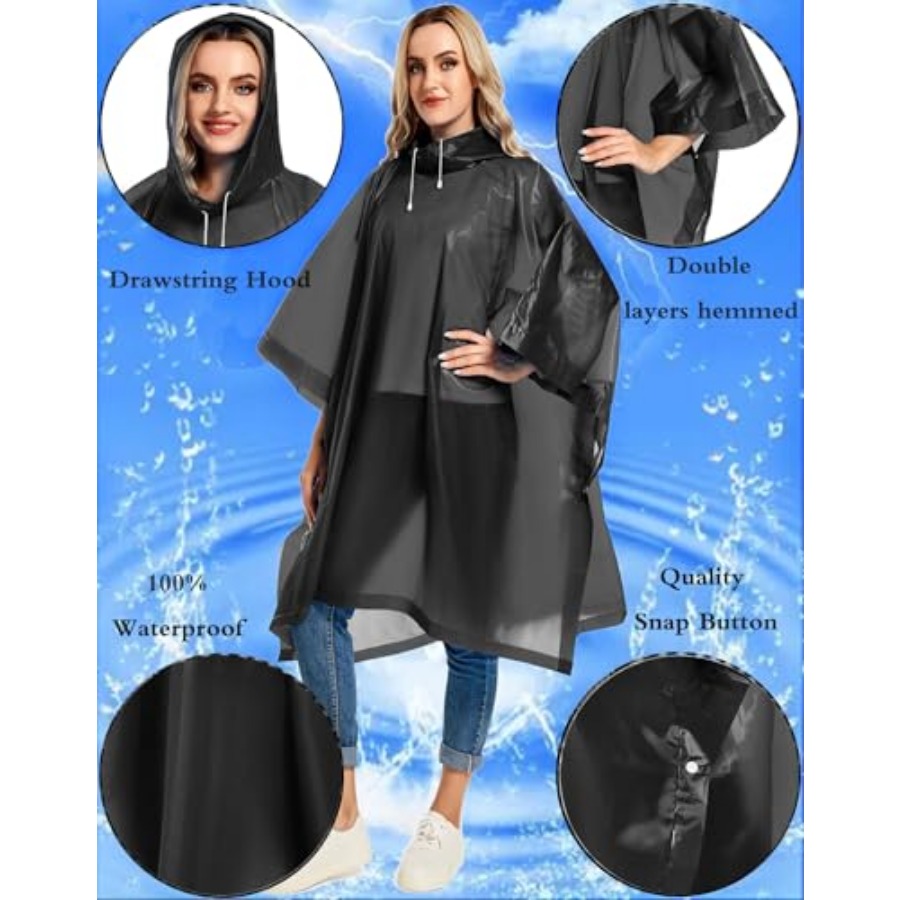 2 Pack Rain Ponchos for Adults - Emergency Poncho Rain recensie en prijs